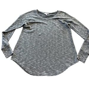 Anthropologie LNA Womens Grey Knit Rounded Hem Long Sleeve Size Medium